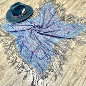 Fringe SILK boho scarf/body wrap w shabby chic prairie country farmhouse vibe